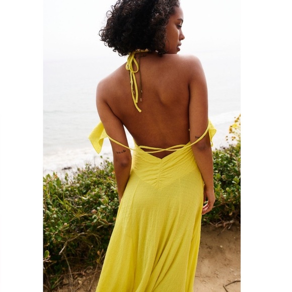 Free People Louisa Maxi Dress in Golden Kiwi Yellow - Picture 2 of 11